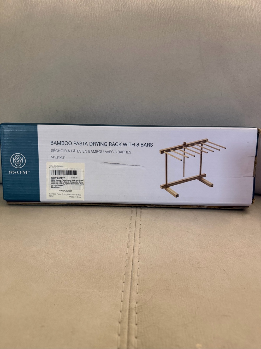 Bamboo Pasta Drying Rack with 8 Bars - Natural by